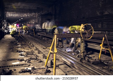 An Old Dark Subway Tunnel Rails Exchange