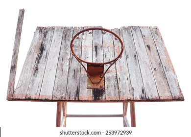 Old And Decay Wooden Basket Ball Hoop Low Angle View