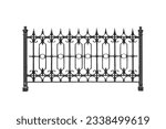 Old  decorative, forged railing, fence. In the old style. Isolated over white background.