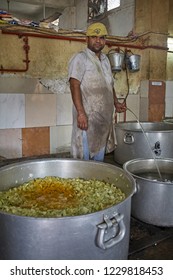 Old Delhi, India, July 2009. Inside The Kitchen Of The Gurdwara Sis Ganj Sahib.