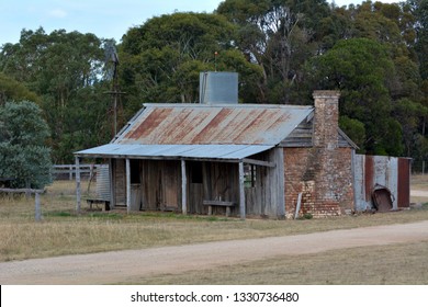An Old Deserted Australian Farm House In The Outback Of Canberra, Australia.