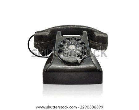 old desk phone front view isolated on a white background