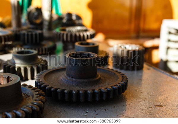 Old diesel engine and spare parts the old machine\
repair auto parts