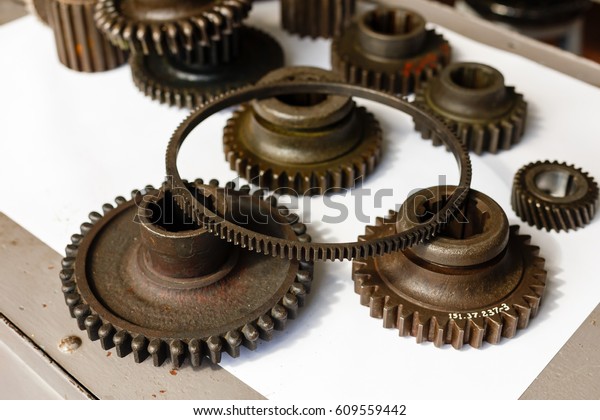 Old diesel engine and spare parts the old machine\
repair auto parts