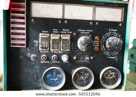 Old diesel generator  engine control meters
