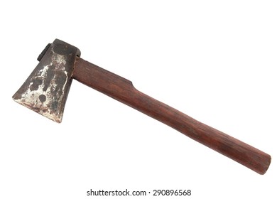 Old And Dirty Axe On White Background.