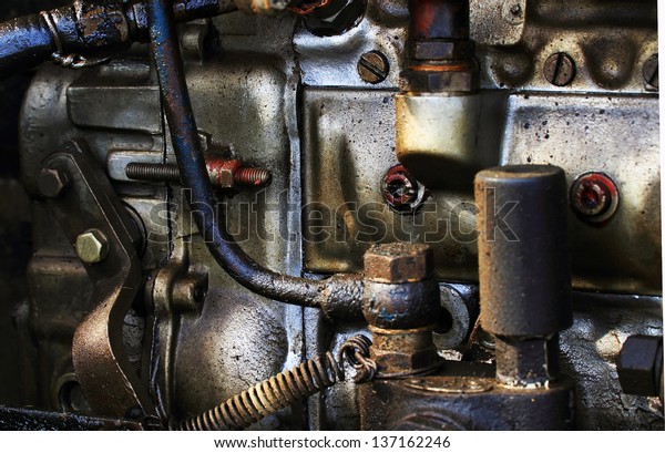 Old dirty diesel\
engine