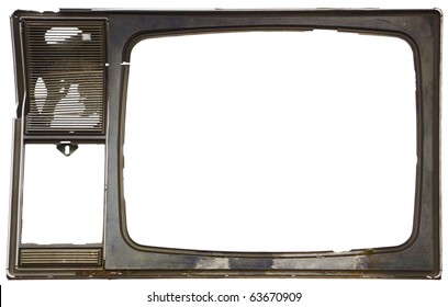 Old dirty frame of broken TV - Shutterstock ID 63670909