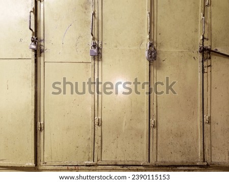 old dirty locker room steel personal cabinets texture and background.