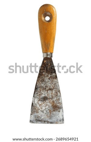 Old dirty and rusty scraper isolated on white background