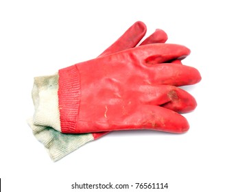 Old Dirty Work Gloves Isolated On White