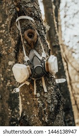 Old Discarded Gas Mask. Protective Equipment For Work In The Exclusion Zone Of The Chernobyl Nuclear Power Plant