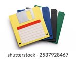 Old diskette or floppy disk for store information on retro computers isolated on white background