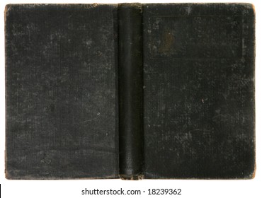 Old Distressed Vintage Black Book Background Cover Back And Spine Showing