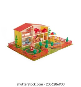 Old Dollhouse On White Background