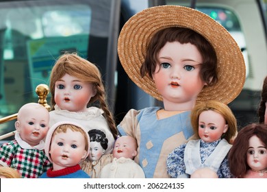 Old Dolls At Flea Market