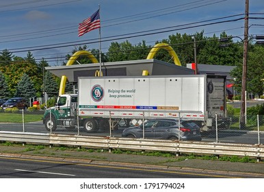 Old Dominion Freight Line Truck Highway Travel, Rt.1 Saugus Massachusetts USA, July 16, 2020                             