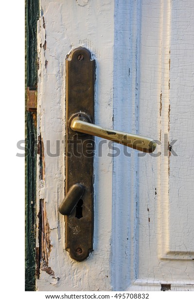 Old Door Handle Made Brass On Stock Photo Edit Now 495708832