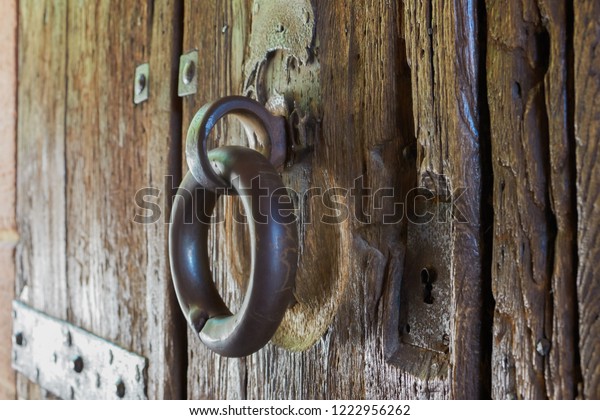 Old Door Knocker Keyhole On Door Stock Photo Edit Now