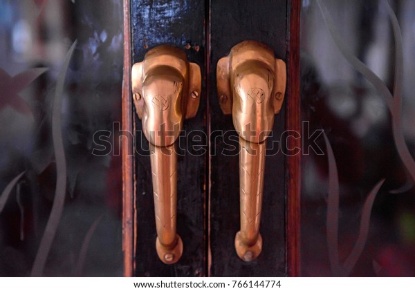 Old Doorknob On Vintage Red Door Stock Photo Edit Now 766144774