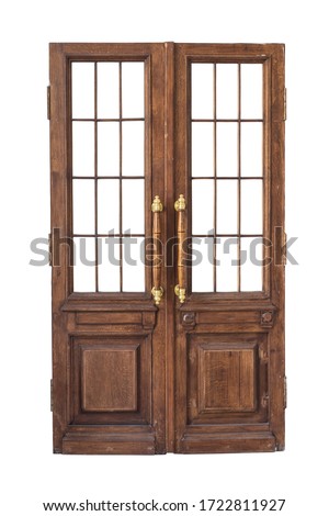 Old double vintage door isolated on white background