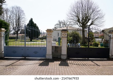 Old Double Vintage Steel Gate House Portal Of Traditional European House