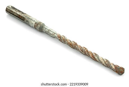 An Old Drill Bit On A White Background