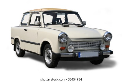 Old Eastern Europe car. Isolated on white including clipping path.