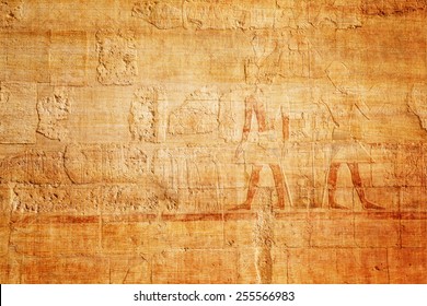 Old Egypt Hieroglyphs On Papyrus Background