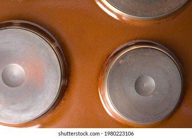 An Old Electric Cooking Stove. Flat Lay. Top View