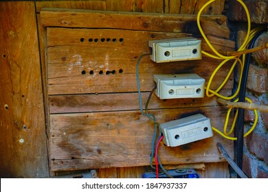 Old Electric Fuse Panel At Agriculture Field