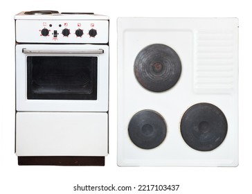 Old electric stove on a white background. - Shutterstock ID 2217103437