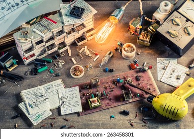 Old Electronics Workplace In Laboratory