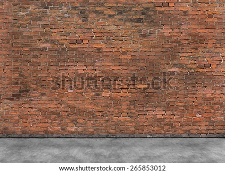 Old empty brick wall with part of foreground 
