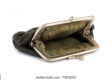 Old And Empty Purse Isolated On White Background