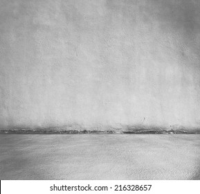 Old Empty Room With Concrete Wall, Grey Interior Background