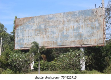 Old empty and rusty blank billboard