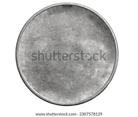 old empty silver coin on white isolated background