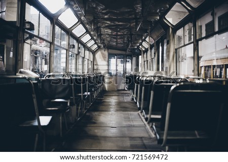old empty tram inside