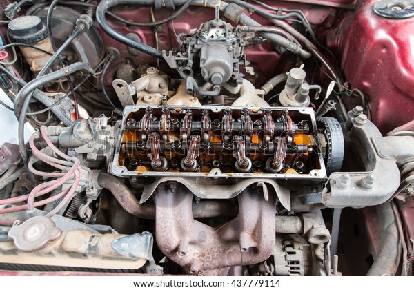 Old engine block  interior\
parts.