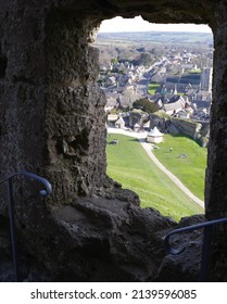 Old English Town Photographed Through Derelict Castle Window