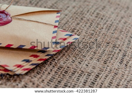 Similar – Image, Stock Photo Old paper envelopes over wood texture