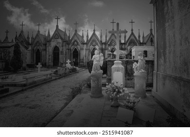 Old eropean cemetery at night - Powered by Shutterstock