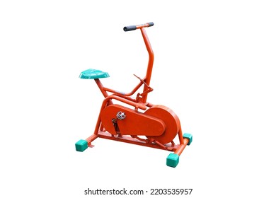 Old Exercise Bike Isolated On White Background With Clipping Path Include For Design Usage Purpose.