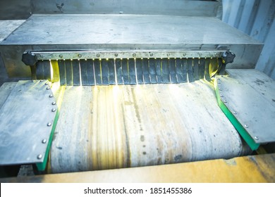 Old Factory Conveyor Belt Moving