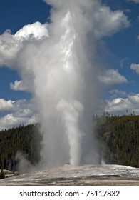 Old Faithful Geyser In Yellowstone National Park