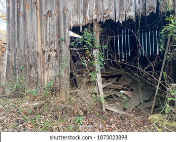 Old Farm Carriage House In Ruins