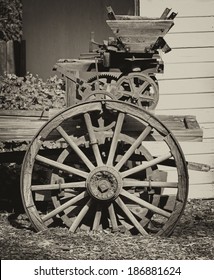 Old Farm Equipment In Sepia Tones