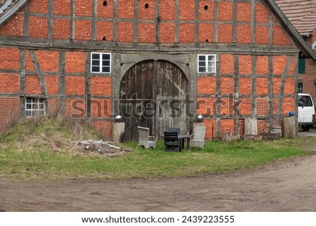 Old farm house with red bricks