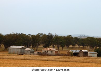 old farm sheds with new solar power cells australian outback